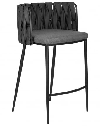 Стул полубарный DOBRIN AMELIA COUNTER (серая ткань (F-48), темно-серый винтажный PU (MF-12))_1
