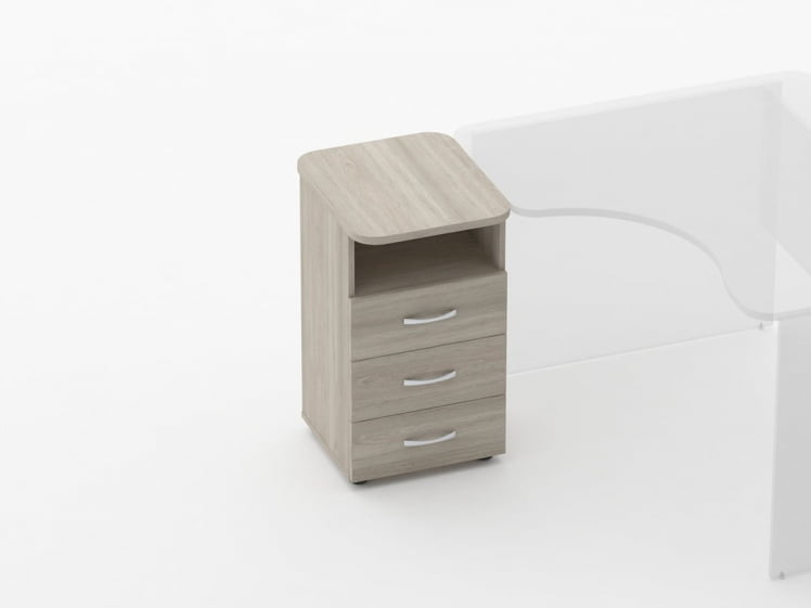 Тумба приставная на 3 ящика с нишей Glassy 3.10.13 Дуб сантана светлый_0