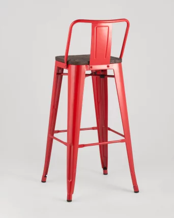 Стул барный Tolix Wood 75.5  со спинкой Красный_4