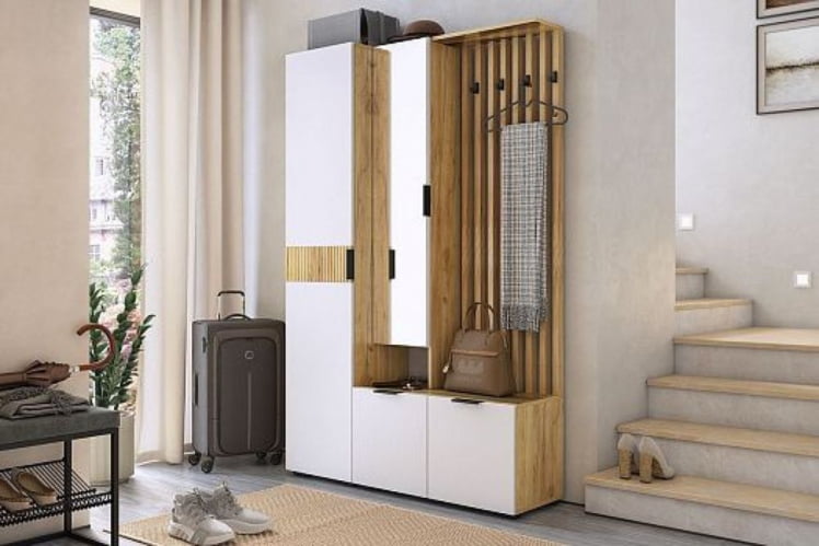 Шкаф однодверный Бери MPR-023 Дуб крафт золотой/белое дерево_8