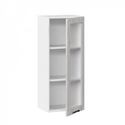 Шкаф кухонный 400 высокий со стеклом Джамис ЛД 296.420.000.026 Белый Белый камень_1