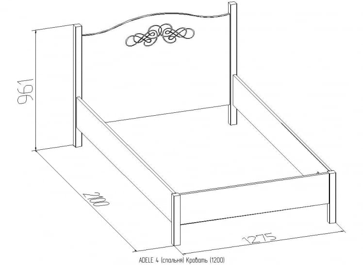 Кровать (1200) ADELE 4 Дуб Сонома/Орех шоколадный(спальня)_1