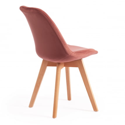 Стул TULIP SOFT (mod. 74) / 1 шт. в упаковке вельвет/дерево , 54 х 47 х 83 см , коралловый (HLR 44)/натуральный_2