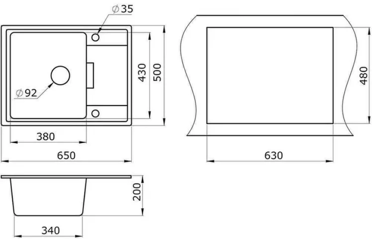 Кухонная мойка GRANULA 6503 Графит_1