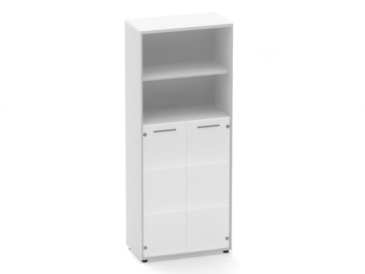 Шкаф 4 широкий 2 полки открытые и 2 стеклянные двери Deka 10.19.161 Белый_0