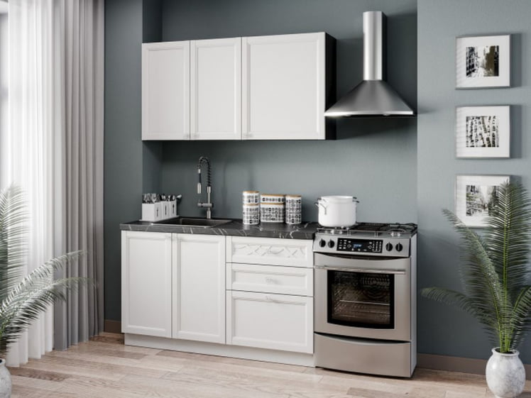 Шкаф кухонный 600 горизонтальный с 2 складными дверями комбинированный со стеклом Джулия ЛД 284.970.000.083 Черный Белый_2