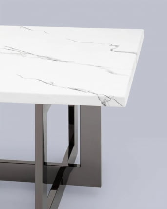 Журнальный столик Нэйтан 122*61 белый мрамор сталь Темный хром_5