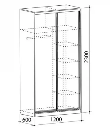 Шкаф-купе Рио 2-600 Венге / Бордо_3