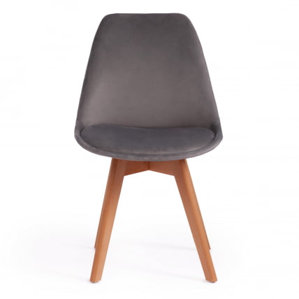 Стул TULIP SOFT (mod. 74) / 1 шт. в упаковке вельвет/дерево , 54 х 47 х 83 см , светло-серый (HLR19)/натуральный_4