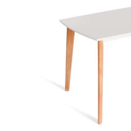 Стол обеденный раскладной Claire столешница МДФ, опоры дерево гевея, белый / натуральное дерево, 110+30 x 75 x 75см_2