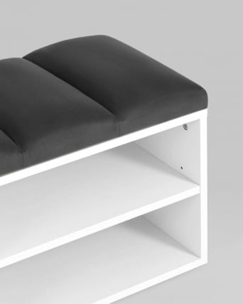 Обувница Хольст 2 белая велюр Темно-серый_3