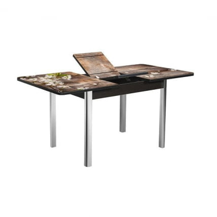 Стол раздвижной 1,55 Победа, СТЕКЛО, опоры полуовал ХРОМ, Венге/128947691_1