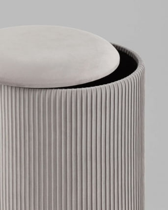 Пуф Шарлотта с ящиком велюр серебристый серебро основание_3