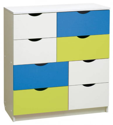 Комод с 8-ю ящиками Радуга Белый/Лайм/Синий_0