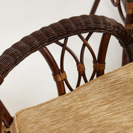 Комплект обеденный ANDREA GRAND (стол со стеклом+6 кресел+ подушки) Pecan Washed (античн. орех), Ткань рубчик, цвет кремовый_14