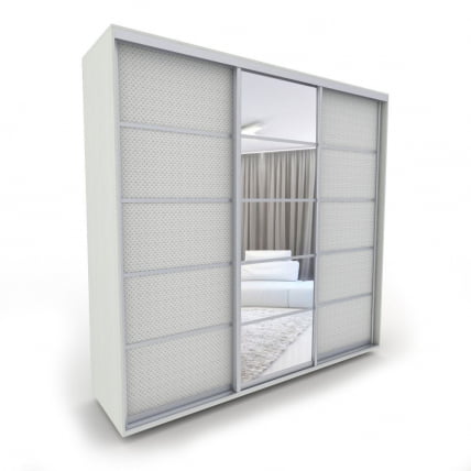 Шкаф-купе 3-х дверный Акцент-Квадро КВ 2400х600 Выбеленное дерево_0