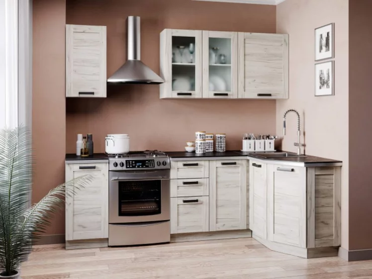 Угловой кухонный гарнитур 2400 Винченца №2 Белый Дуб Крафт белый_0