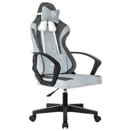 Кресло компьютерное BRABIX Forcer GM-127, 2 подушки, ткань, серое/светло-голубое_1