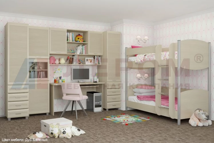 Кровать двухъярусная КР-123 БД Дуб беленый_1