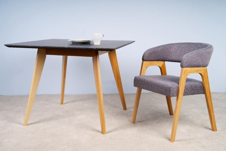 Стол Лунд 860*860 мрамор Графит /темный орех_3