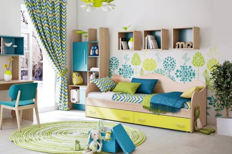 Кровать Софа №5 800*2000 Каштан Львов/Синий_0