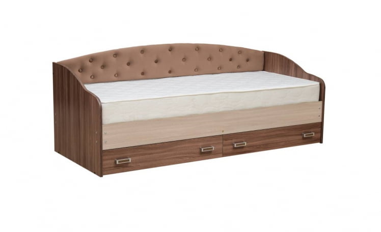 Кровать с мягким элементом Софа №8 900*2000 Венге/Ясень шимо светлый/Кожзам Венге_0