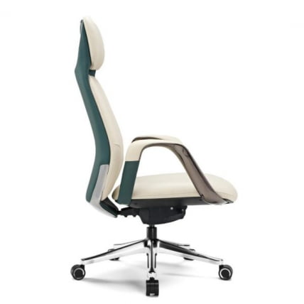 Эргономичное кресло руководителя Eureka OC07 SERENE (Nappa кожа), белое_4