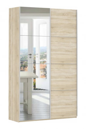 Шкаф-купе двухдверный Прайм 1600 ДСП/Зеркало Дуб сонома_0