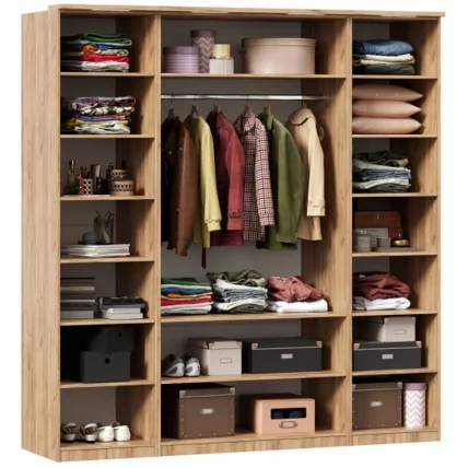 Шкаф четырехстворчатый с 4 зеркалами Фиджи 010 Дуб Золотой Белый_2