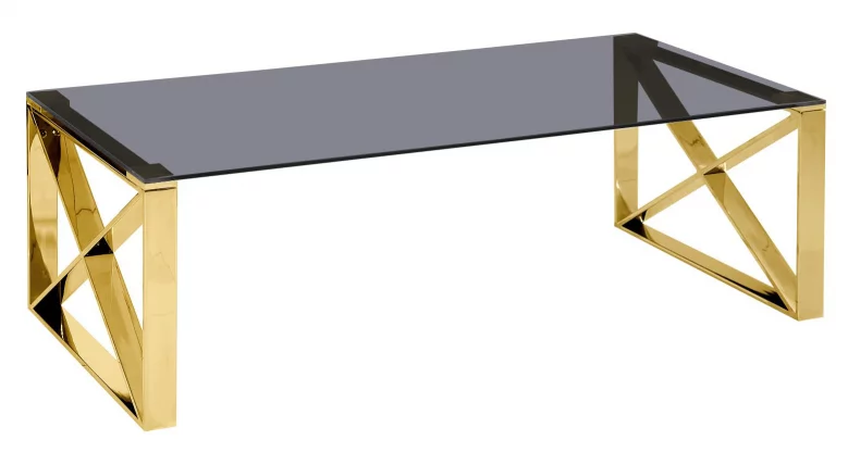 Журнальный стол КРОСС 120x60 Золото (стекло smoke)_0