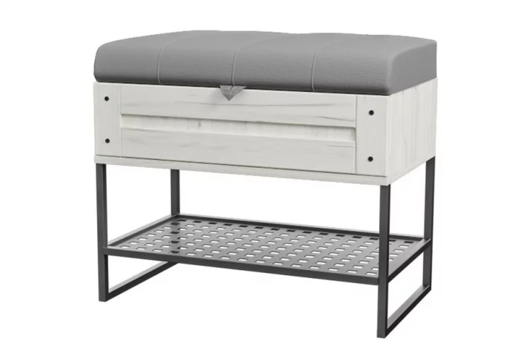 Банкетка 600 Сидней ЛД 672.060.000 Дуб Крафт Белый Серый_0