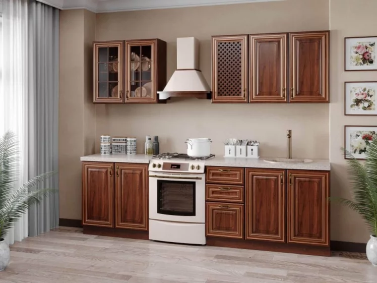 Шкаф кухонный 400 высокий со стеклом Кантри ЛД 235.335.000 Ноче Таволато_3