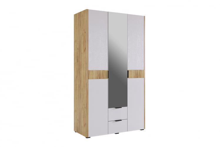 Шкаф трехдверный (зеркало) Адам MSA-05 дуб крафт золотой/белое дерево_0