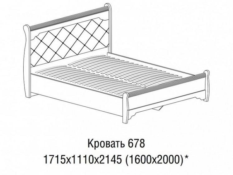 Кровать двойная 1600 с низкой спинкой Флоренция 678  Дуб гарвард бежевый_1