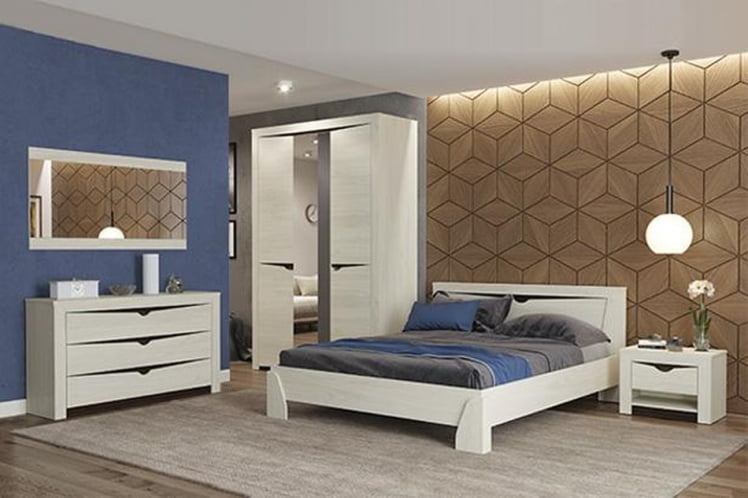 Кровать 900 Лючия 33.07 с настилом Бетон пайн белый Венге_1