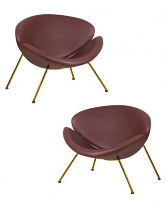 Кресло дизайнерское DOBRIN EMILY (коричневый винил YP5, золотое основание) 2 шт_0