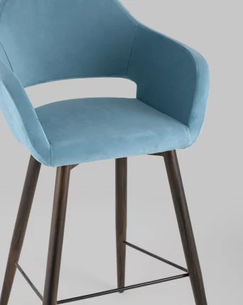 Стул барный Саймон Б велюр Пыльно-голубой_7