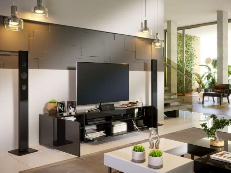 Тумба под ТВ 1800 Бруклин ЛД 685.020.000 М Черный глянец_5