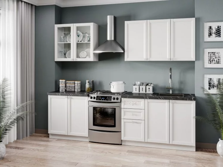 Шкаф кухонный 800 горизонтальный с 2 складными дверями комбинированный со стеклом Джулия ЛД 284.980.000.042 Белый_2