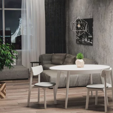 Стул с мягким сиденьем Вега Violet жаккард Эмаль белая_4