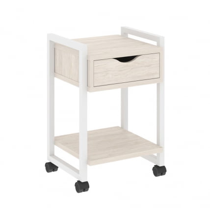 Тумба на колесных опорах с ящиком и полкой LOFT VR.L-T1.K Металл белый Денвер светлый_0