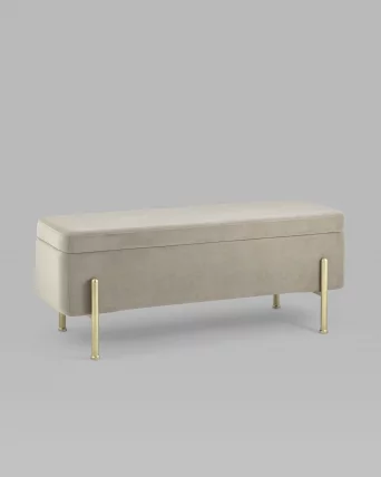 Банкетка с ящиком Болейн gold велюр Бежевый_1
