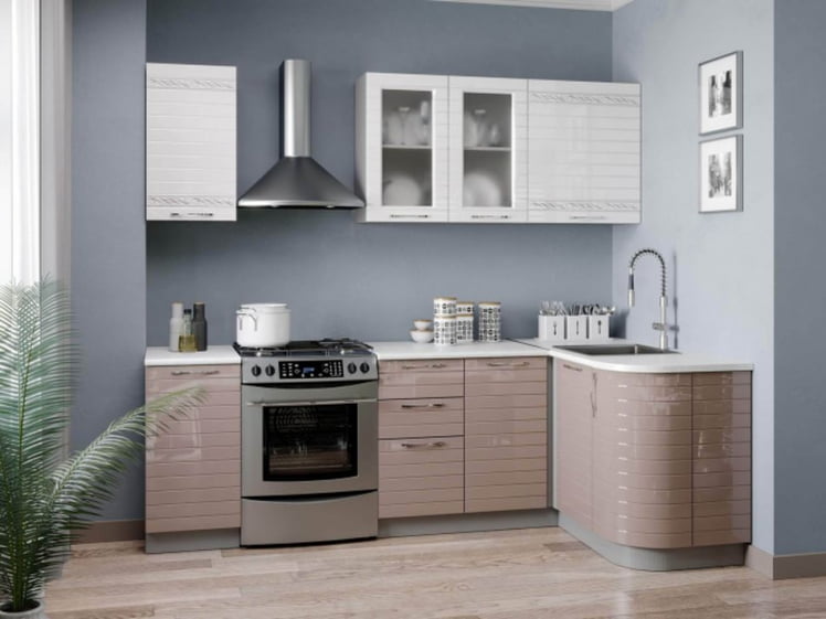 Кухонный гарнитур 2400 угловой Анастасия №2 Белый Капучино_0