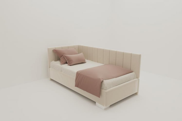 ДЕТСКАЯ МЯГКАЯ ИНТЕРЬЕРНАЯ КРОВАТЬ ТЕРРА С ОРТОПЕДИЧЕСКИМ ОСНОВАНИЕМ (BERHOUSE) Цвет фасада: Кремовый; Материал фасада: Металл/Велюр; Спальное место: 1200х1900_0