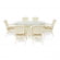 Комплект обеденный ANDREA GRAND (стол со стеклом+6 кресел+ подушки) TCH White (белый), Ткань рубчик, цвет кремовый_372822